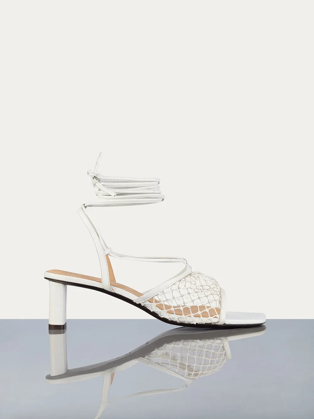 Le Adelaide Crochet Lace Up Heel -- Off White