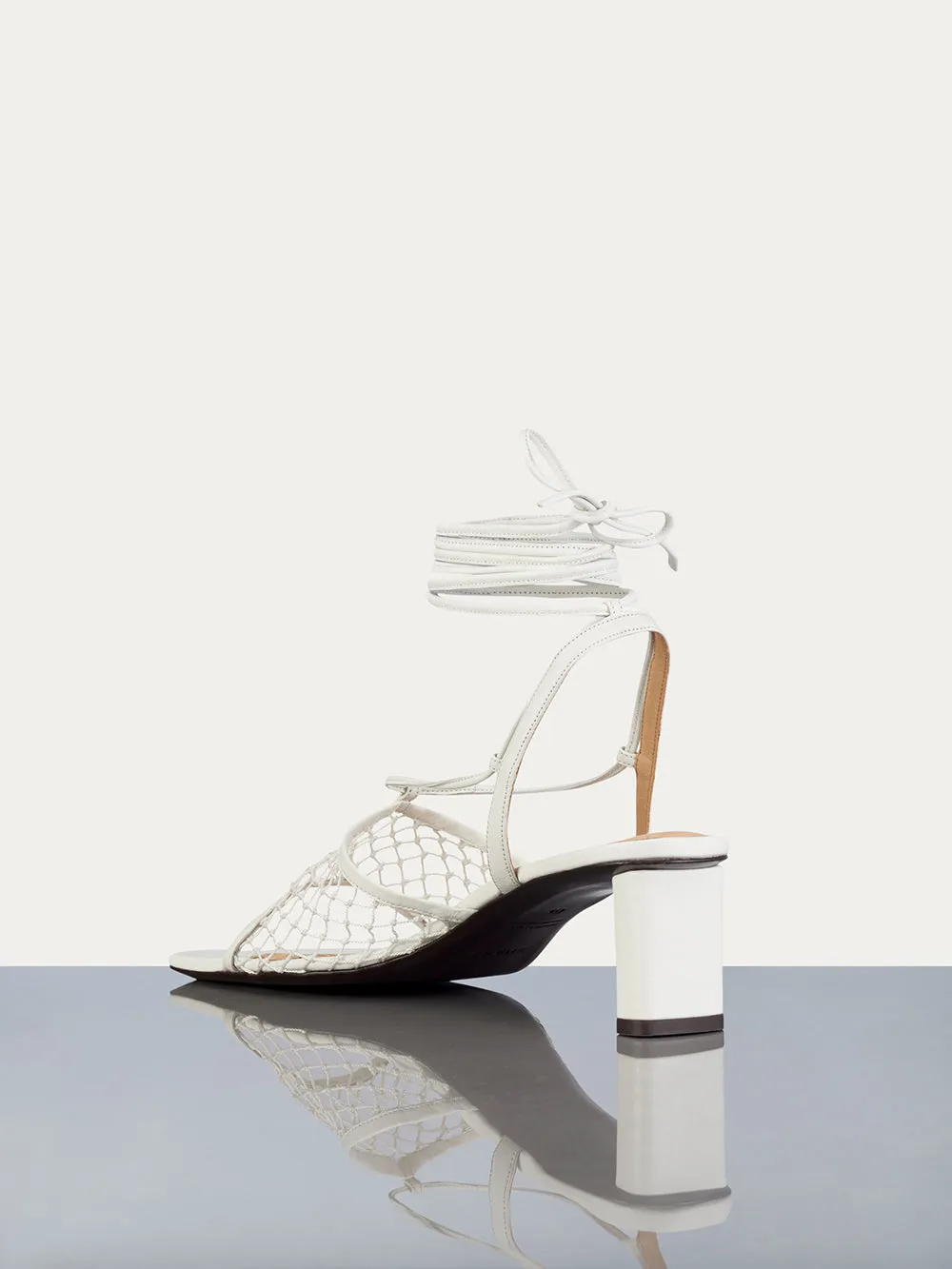 Le Adelaide Crochet Lace Up Heel -- Off White