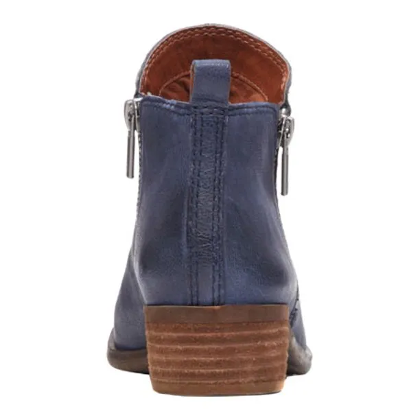 Lucky Brand Basel Low Cut Almond-Toe Stacked Heel Fahsion Ankle Booties INDIGO