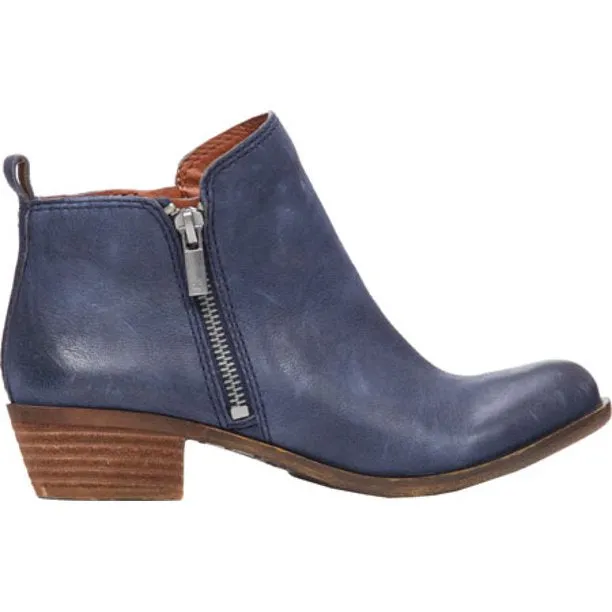 Lucky Brand Basel Low Cut Almond-Toe Stacked Heel Fahsion Ankle Booties INDIGO