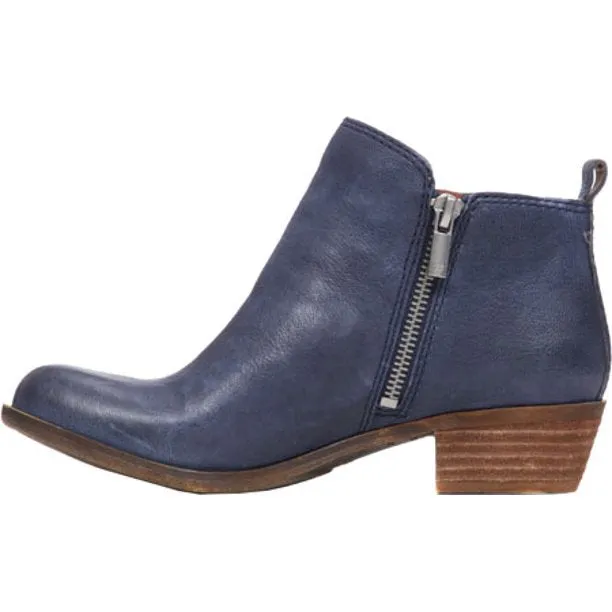 Lucky Brand Basel Low Cut Almond-Toe Stacked Heel Fahsion Ankle Booties INDIGO