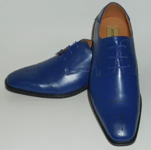Mens Cool Perforated Royal Blue Oxford Fashion Dress Shoes Antonio Cerrelli 6738