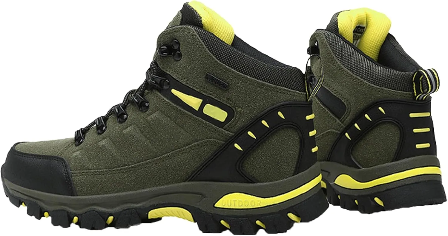 Men's Suede Waterproof Lace-Up Hiking Boots Comfortable Non-Slip Mid-Cut Hiking Boots