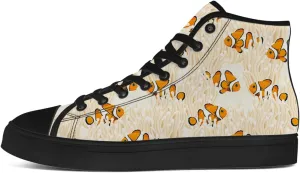 Men's Women's Clownfish Shoes Tropical Fish High Top Canvas Sneakers Lace Up Casual Walking Shoes