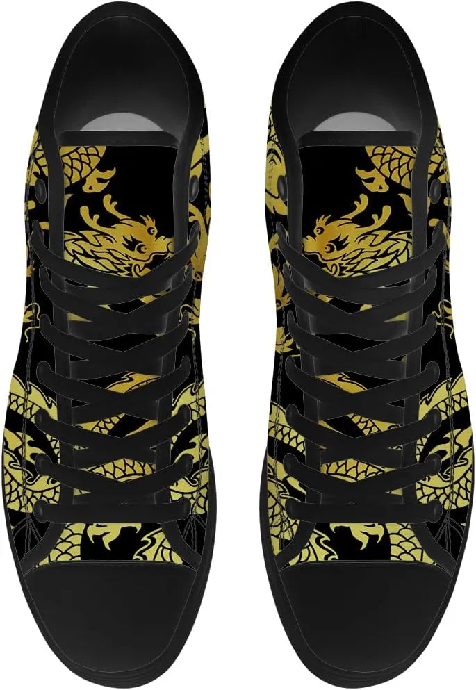 Men's Women's High Top Sneakers High Top Canvas Shoes Dragon Shoes Gifts for Men Women