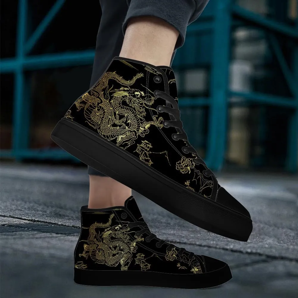 Men's Women's High Top Sneakers High Top Canvas Shoes Dragon Shoes Gifts for Men Women