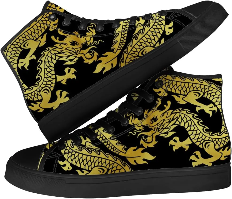 Men's Women's High Top Sneakers High Top Canvas Shoes Dragon Shoes Gifts for Men Women