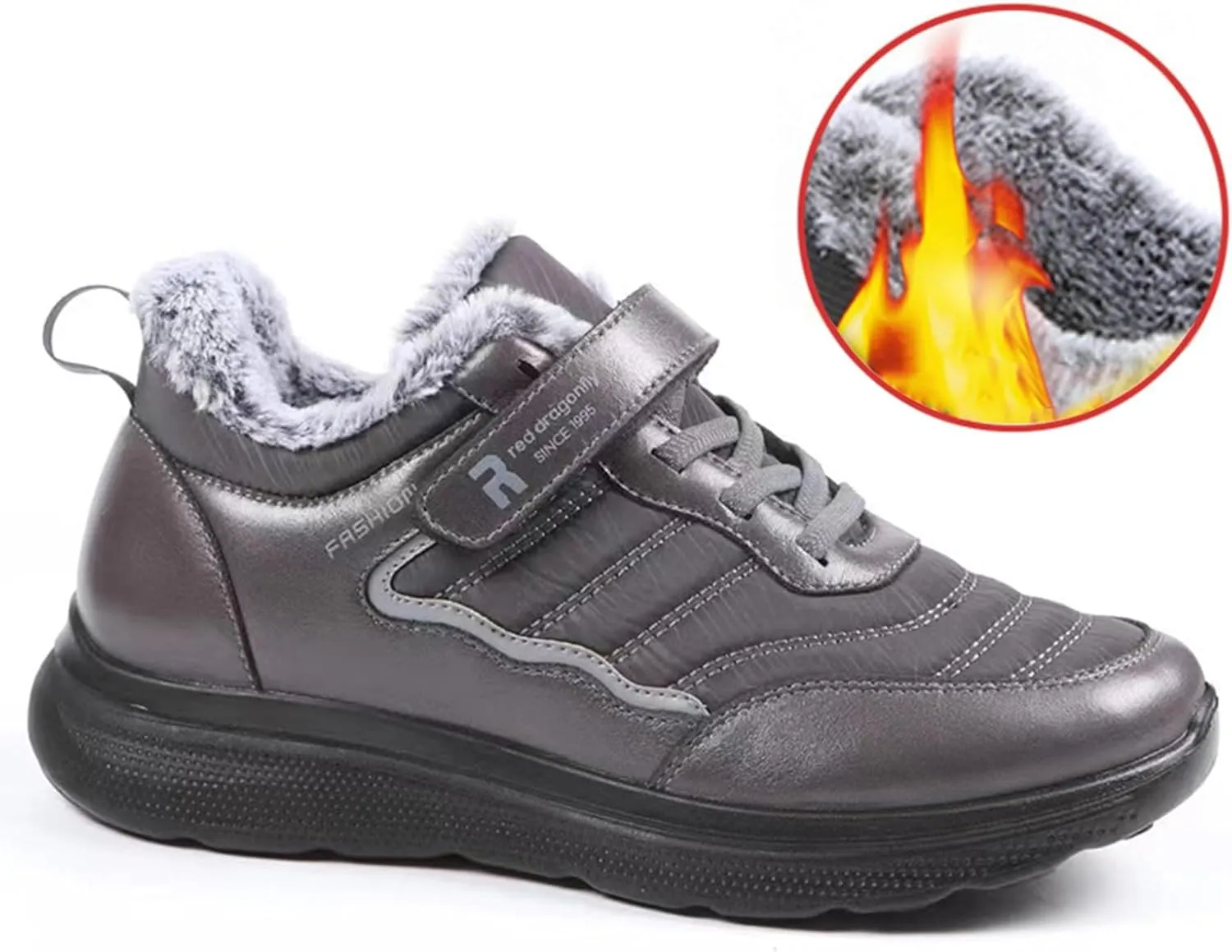 Men's Work Boots Composite Toe Hiking Sneakers Shoes with Fur Lined Womens Safety Shoes Non Slip Waterproof Outdoor Shoes Lightweight Anti Slip Hike Grounded Footwear