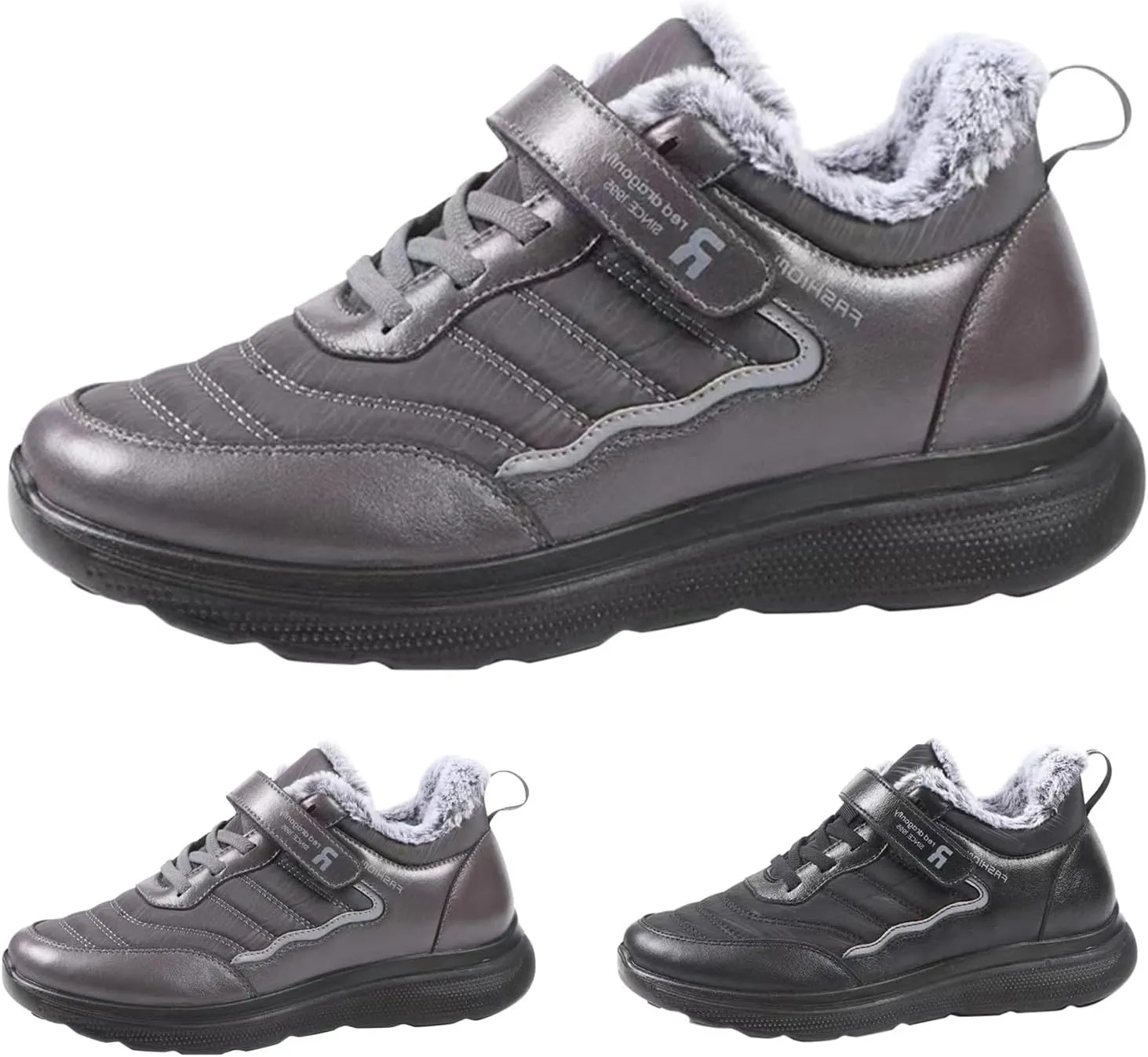 Men's Work Boots Composite Toe Hiking Sneakers Shoes with Fur Lined Womens Safety Shoes Non Slip Waterproof Outdoor Shoes Lightweight Anti Slip Hike Grounded Footwear