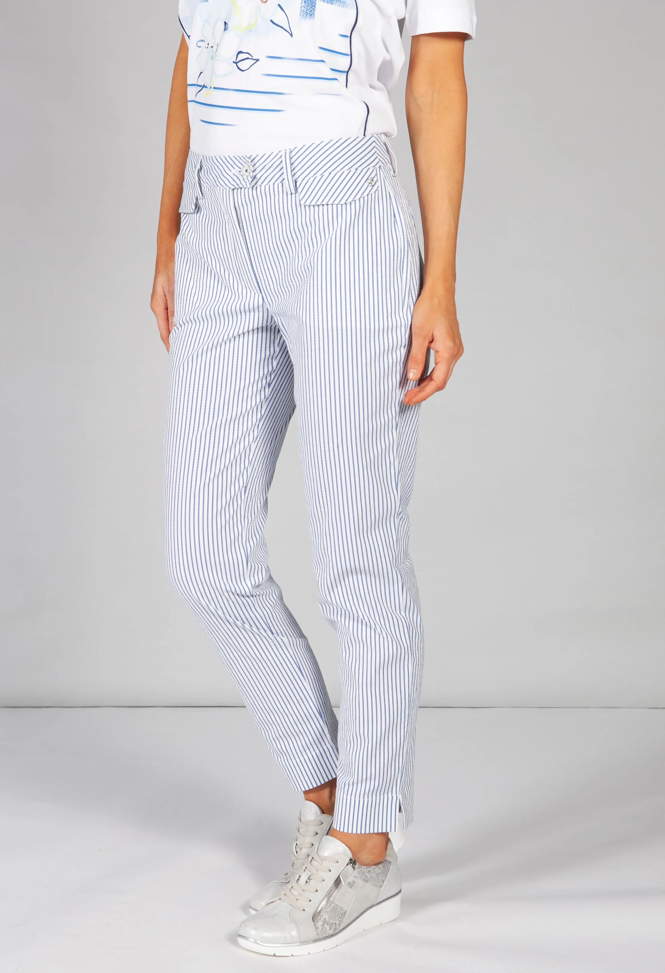 nautical stripe trousers in blue and white