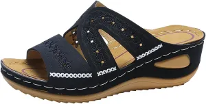 Orthopedic Wedge Sandals for Women Dressy Summer 2025 Comfortable Open Toe Platform Sandals Flat Hollow Out Casual Boho Slip on Beach Sandals Dress Outdoor Shoes Sandalias OrtopDicas Para Mujer