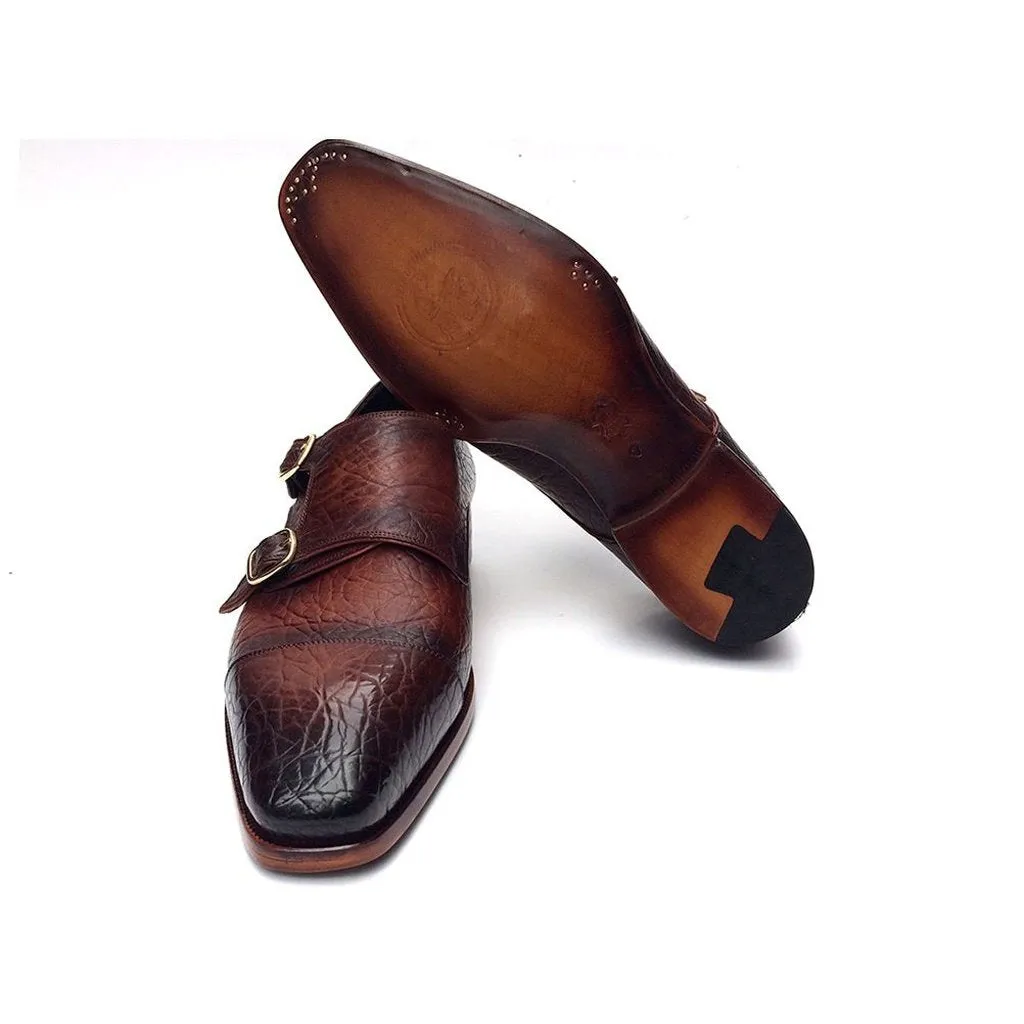 Paul Parkman Double Monkstraps Brown Leather Upper & Leather Sole (ID#BG12-BRW)