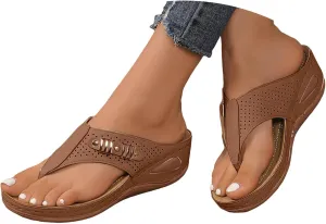 Sandals for Women 2025 Womens Casual Slip on Comfy Wedge Platform Slippers with Arch Support Soft Summer Beach Shoes