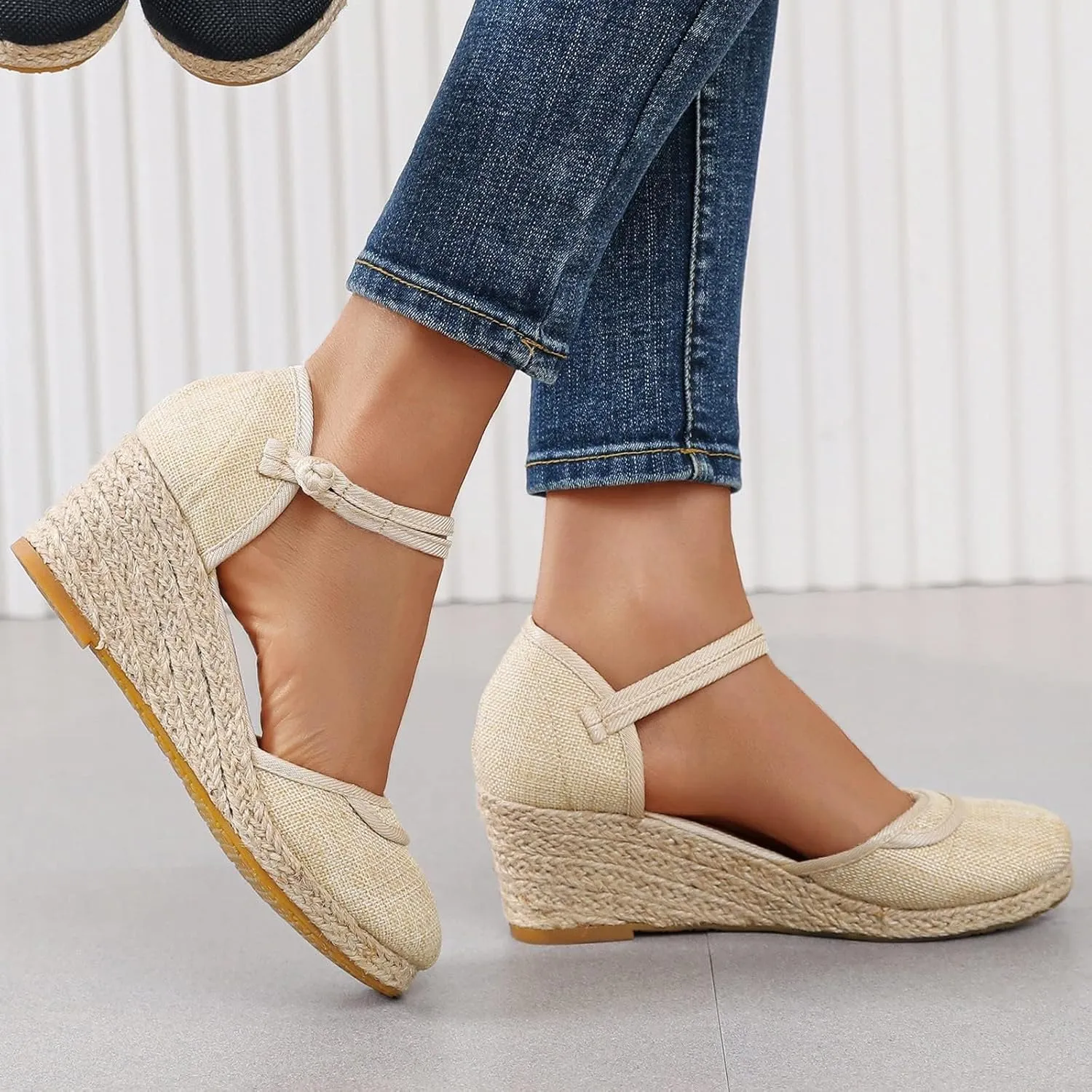 Sandals for Women Dressy Summer Closed Toe Espadrilles Platform Low Heel Sandals Dressy Casual Shoes Office Work Comfortable Breathable Slip On Shoes Beach Vacation Ankle Strap Wedges Roman Style