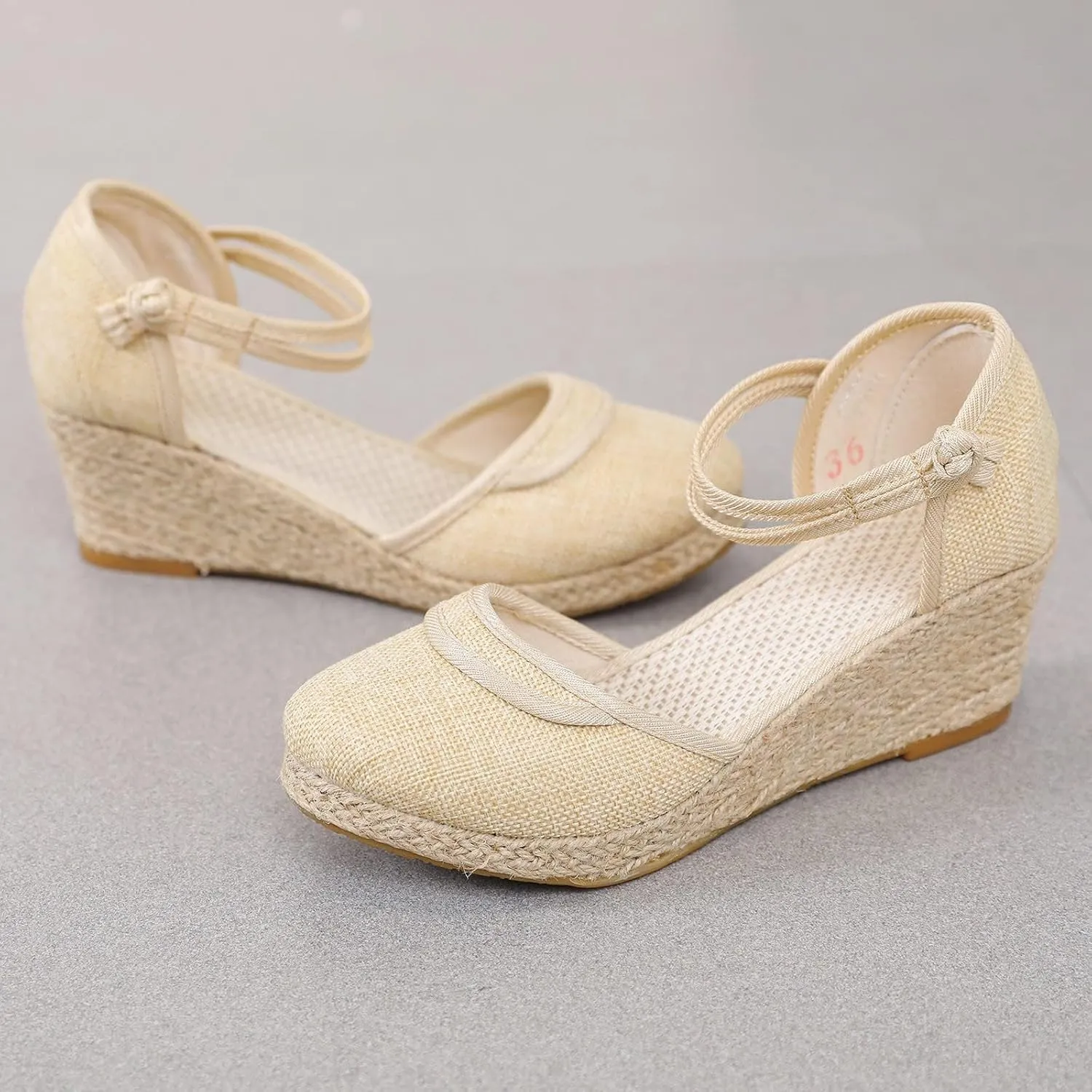 Sandals for Women Dressy Summer Closed Toe Espadrilles Platform Low Heel Sandals Dressy Casual Shoes Office Work Comfortable Breathable Slip On Shoes Beach Vacation Ankle Strap Wedges Roman Style