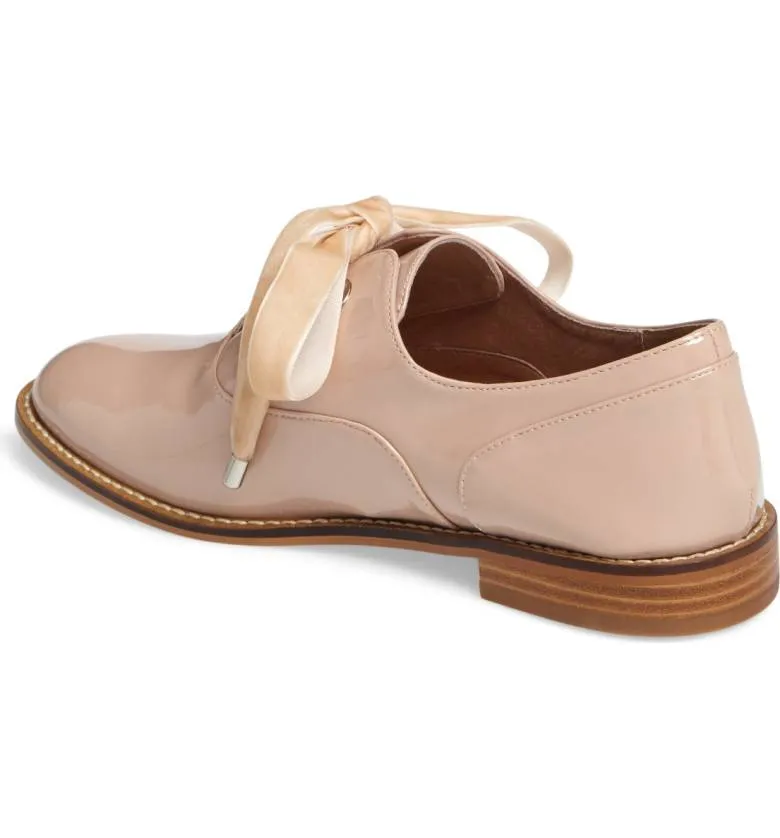 Shellys London Frankie Nude Patent Timeless Structured Oxford Lace Up Shoes