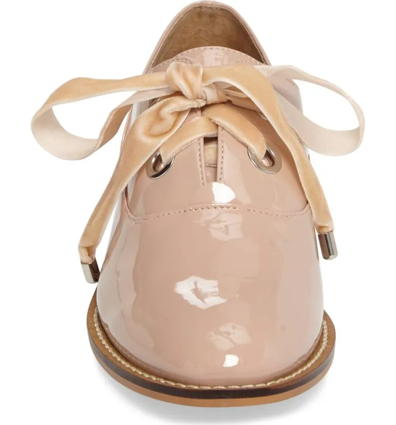 Shellys London Frankie Nude Patent Timeless Structured Oxford Lace Up Shoes