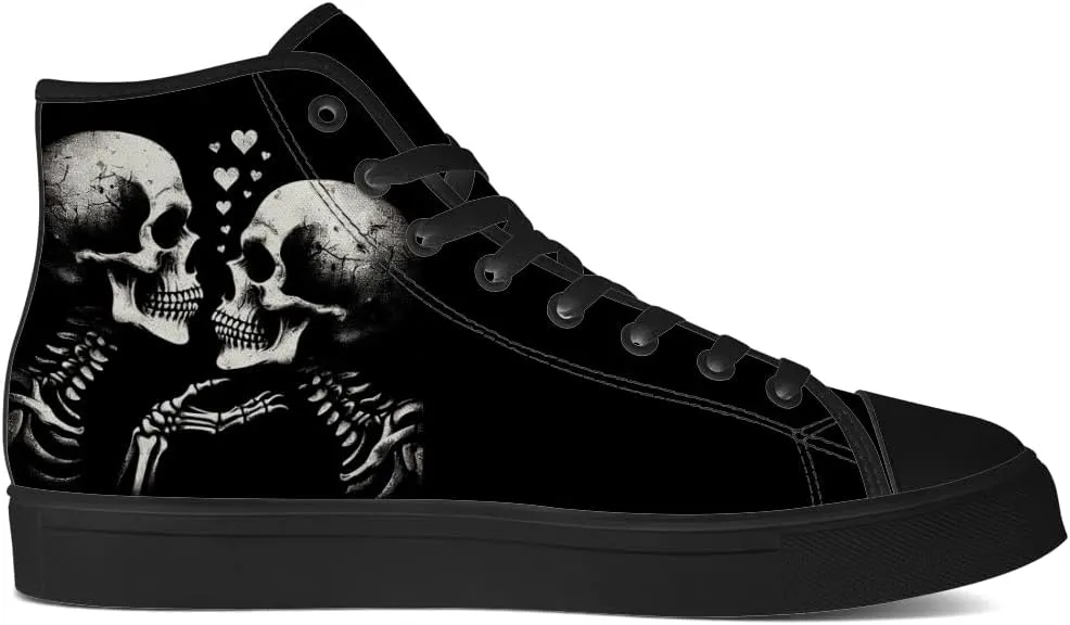 Skull Shoes for Men Women Gothic Skull High Top Canvas Sneakers Lace Up Casual Walking Shoes Gifts for Mama Papa