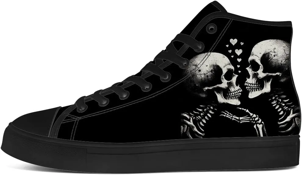 Skull Shoes for Men Women Gothic Skull High Top Canvas Sneakers Lace Up Casual Walking Shoes Gifts for Mama Papa