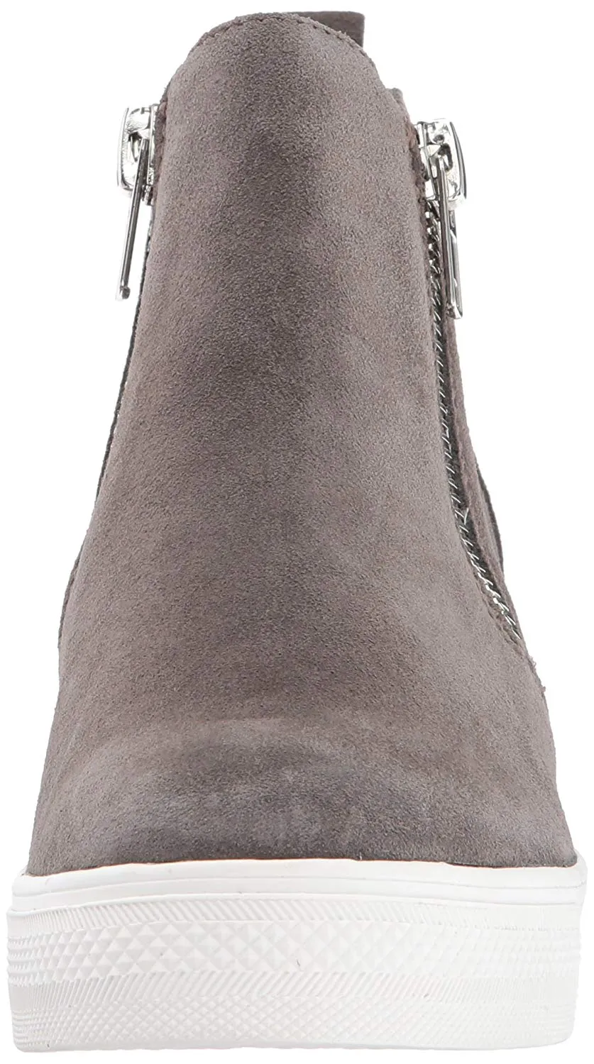 Steve Madden Wedgie Grey Suede Fashion Double Side Zipper Soft Wedge Sneakers