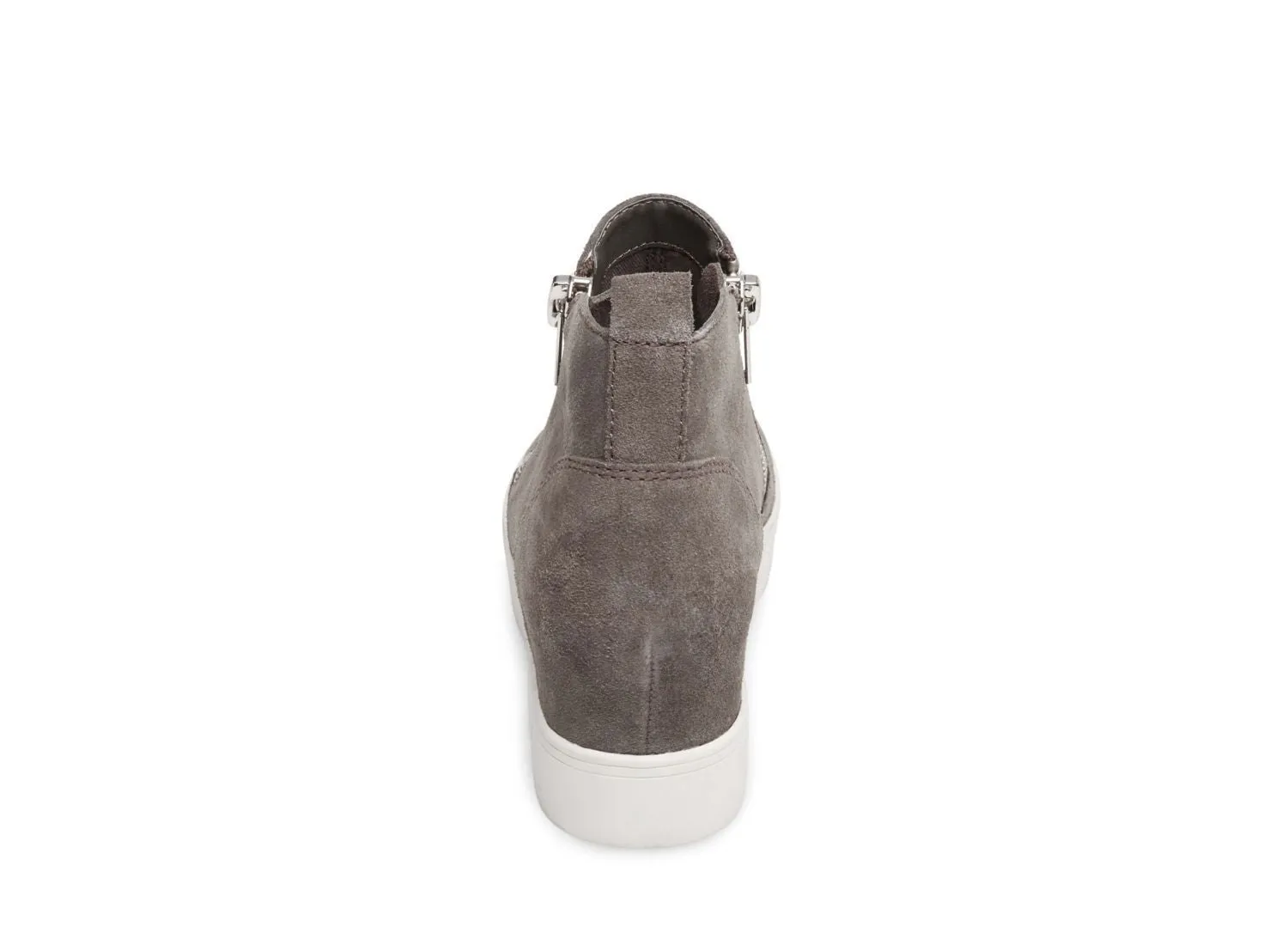 Steve Madden Wedgie Grey Suede Fashion Double Side Zipper Soft Wedge Sneakers