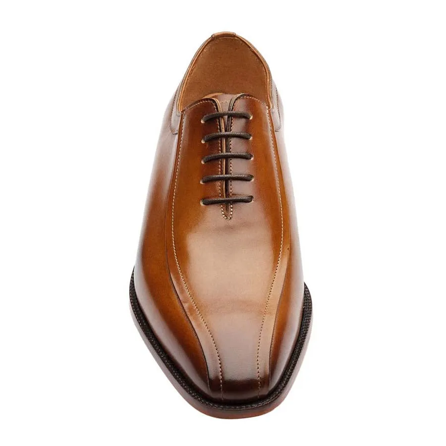 Tan Square Toe Symmetric Oxfords