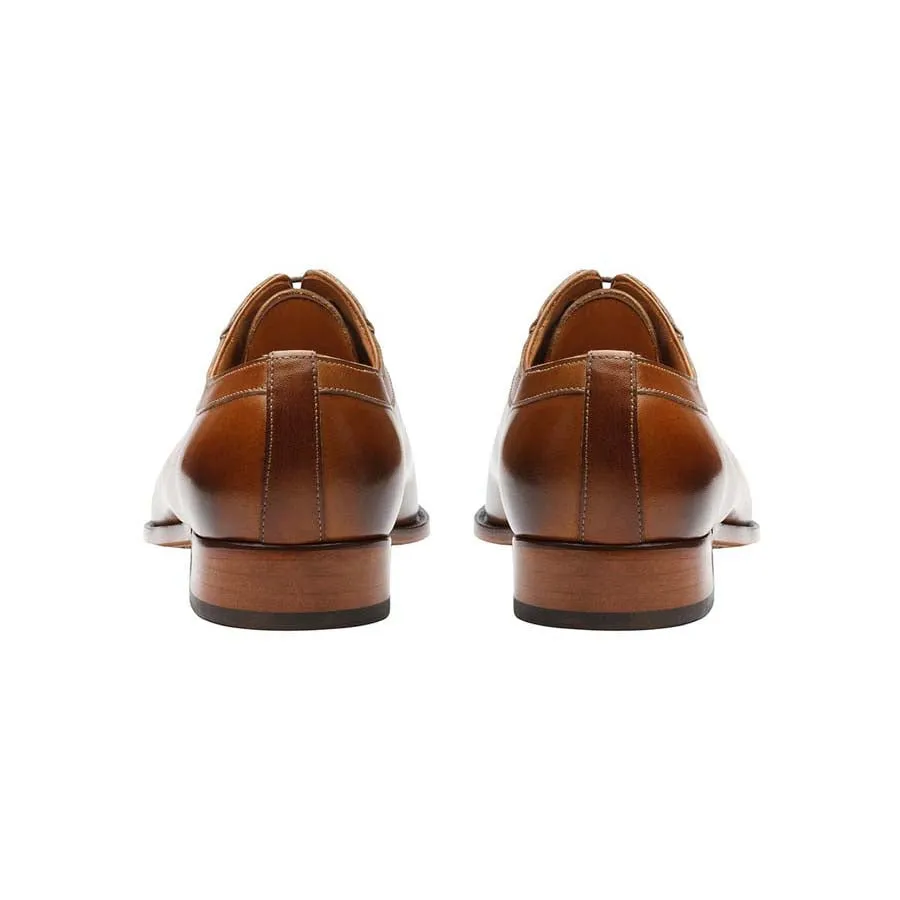 Tan Square Toe Symmetric Oxfords