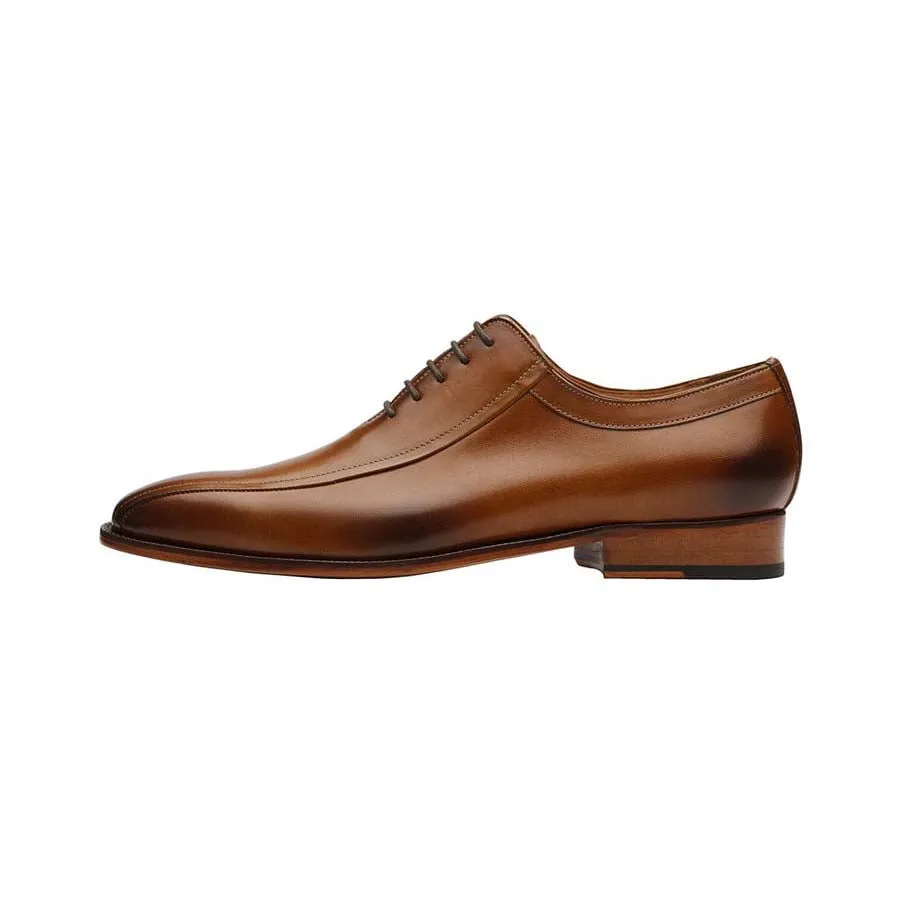 Tan Square Toe Symmetric Oxfords