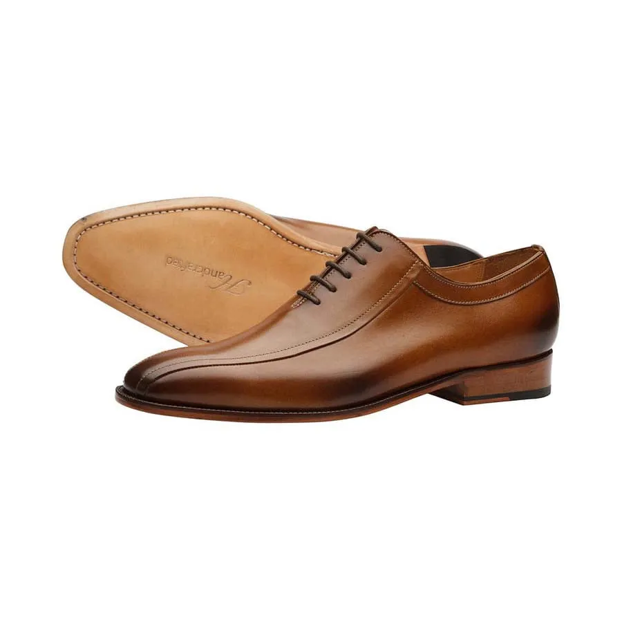 Tan Square Toe Symmetric Oxfords