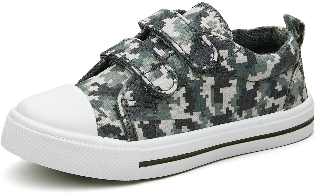 Toddler Canvas Shoes Boys and Girls Sneakers Hook and Loop Straps