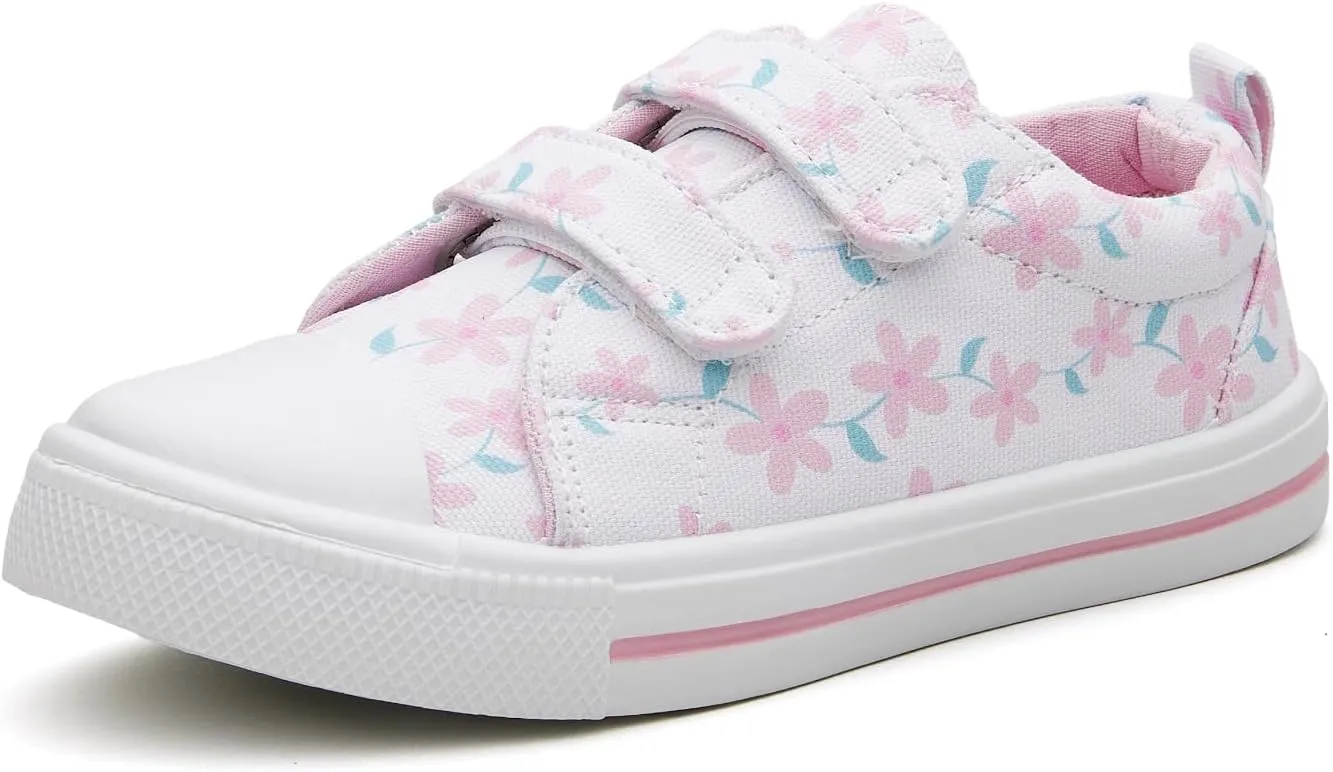Toddler Canvas Shoes Boys and Girls Sneakers Hook and Loop Straps