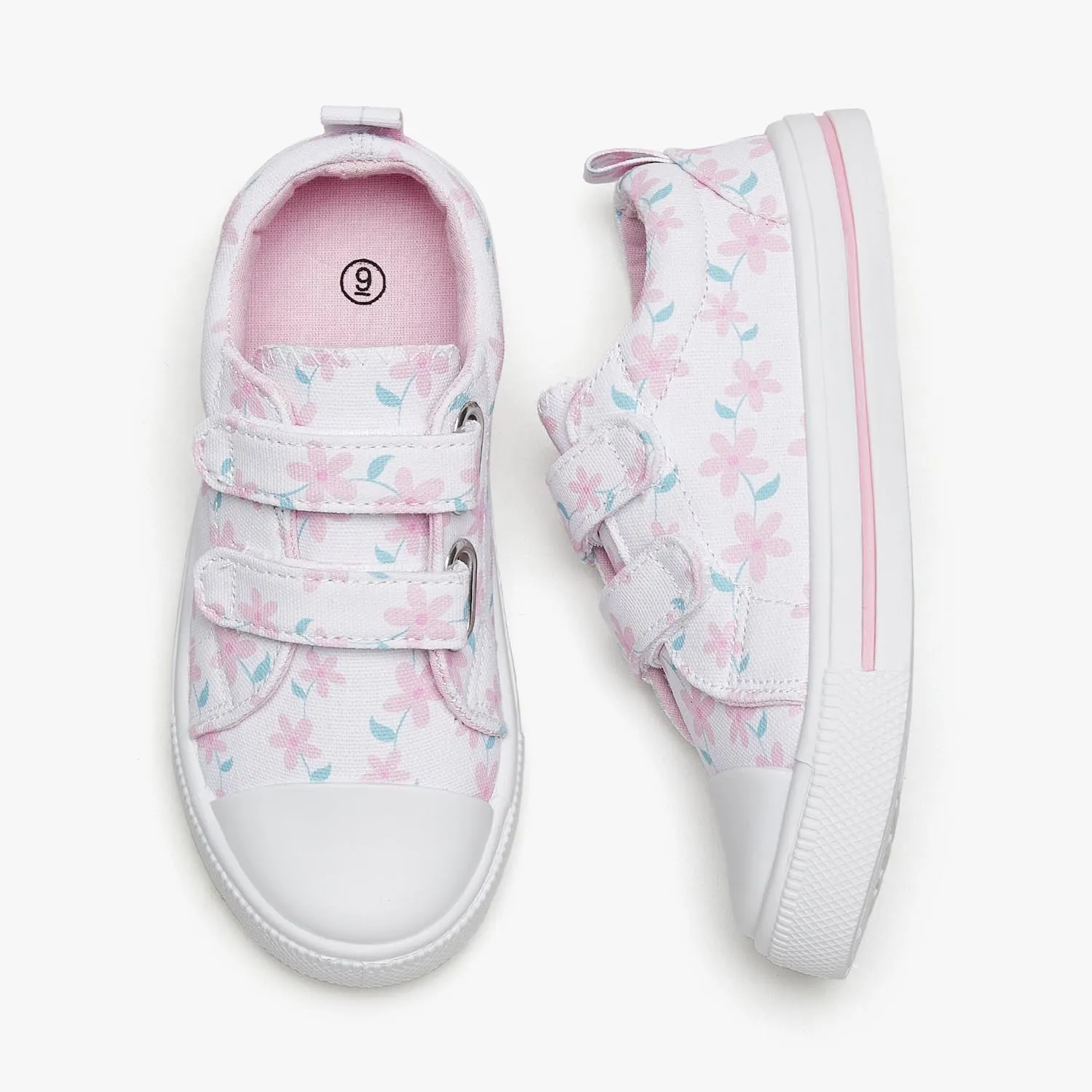 Toddler Canvas Shoes Boys and Girls Sneakers Hook and Loop Straps