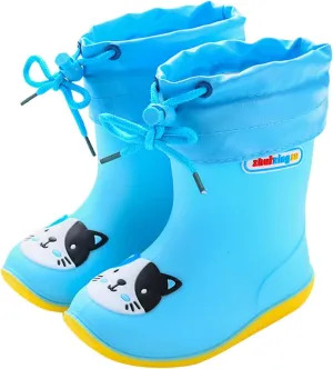 Unisex Kids Print Rain Boots Waterproo Rubber Rain Shoes Toddler Boys Girls Lightweight Rainboots Kids Rain Boots