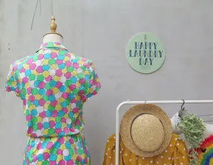 Up up and away! | Vintage 1980s colourful balloons print Shirt Dress