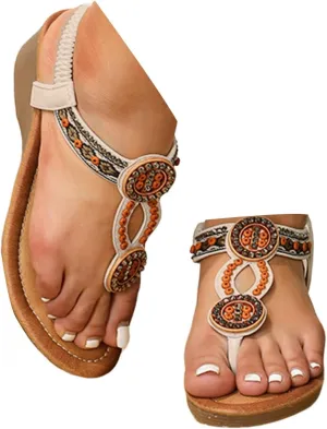 Wedge Sandals for Women Dressy Comfortable Platform Wedges Open Toe Ankle Strap Bohemian Sandals Slip On Boho Sandal Summer Orthopedic Sandal with Arch Support Dress Shoe for Work Party Wedding