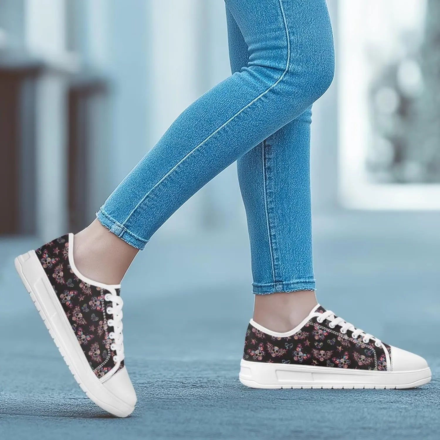 Womens Canvas Sneakers Lightweight Lace Up Fashion Comfortable Canvas Shoes Low Top Slip On Casual Tennis Walking Footwear