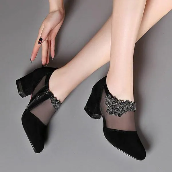 Women'S Chunky Mesh High Heels 13746162