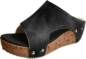 Womens Comfy Wedge Orthopedic Sandals for Women Dressy Summer Platform Cork Women's Wedges Sandal Ankle Strap Ladies Comfortable Strappy Casual Shoes for Daily Wear