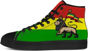Women's Men's Rasta Shoes Reggae High Top Canvas Sneakers Lace Up Casual Walking Shoes Gifts for Men Women