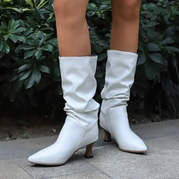 Women's Pointed-Toe Mid-Calf Denim Boots 46390470C