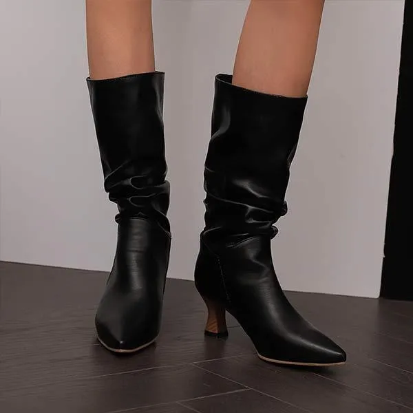 Women's Pointed-Toe Mid-Calf Denim Boots 46390470C