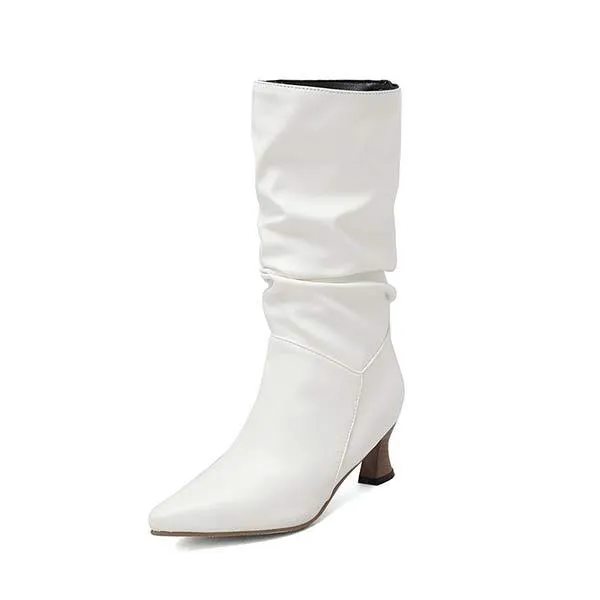 Women's Pointed-Toe Mid-Calf Denim Boots 46390470C