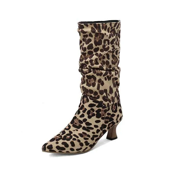 Women's Pointed-Toe Mid-Calf Denim Boots 46390470C