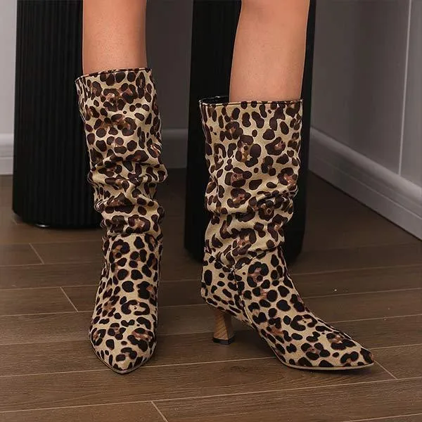 Women's Pointed-Toe Mid-Calf Denim Boots 46390470C