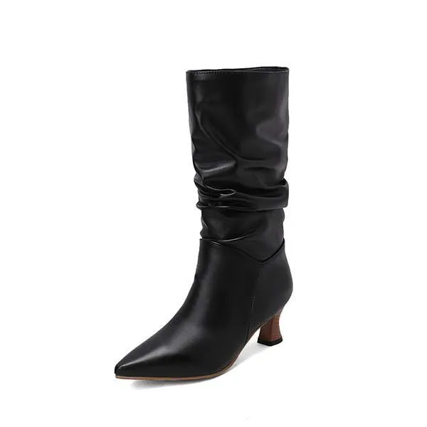 Women's Pointed-Toe Mid-Calf Denim Boots 46390470C