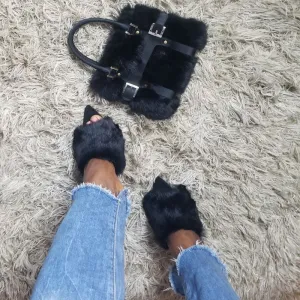 Women'S Square Toe Feathers High Heel Fur Mules Sandals Fuzzy Heels Fluffy Heels Wedding Bridal Party Dress Shoes