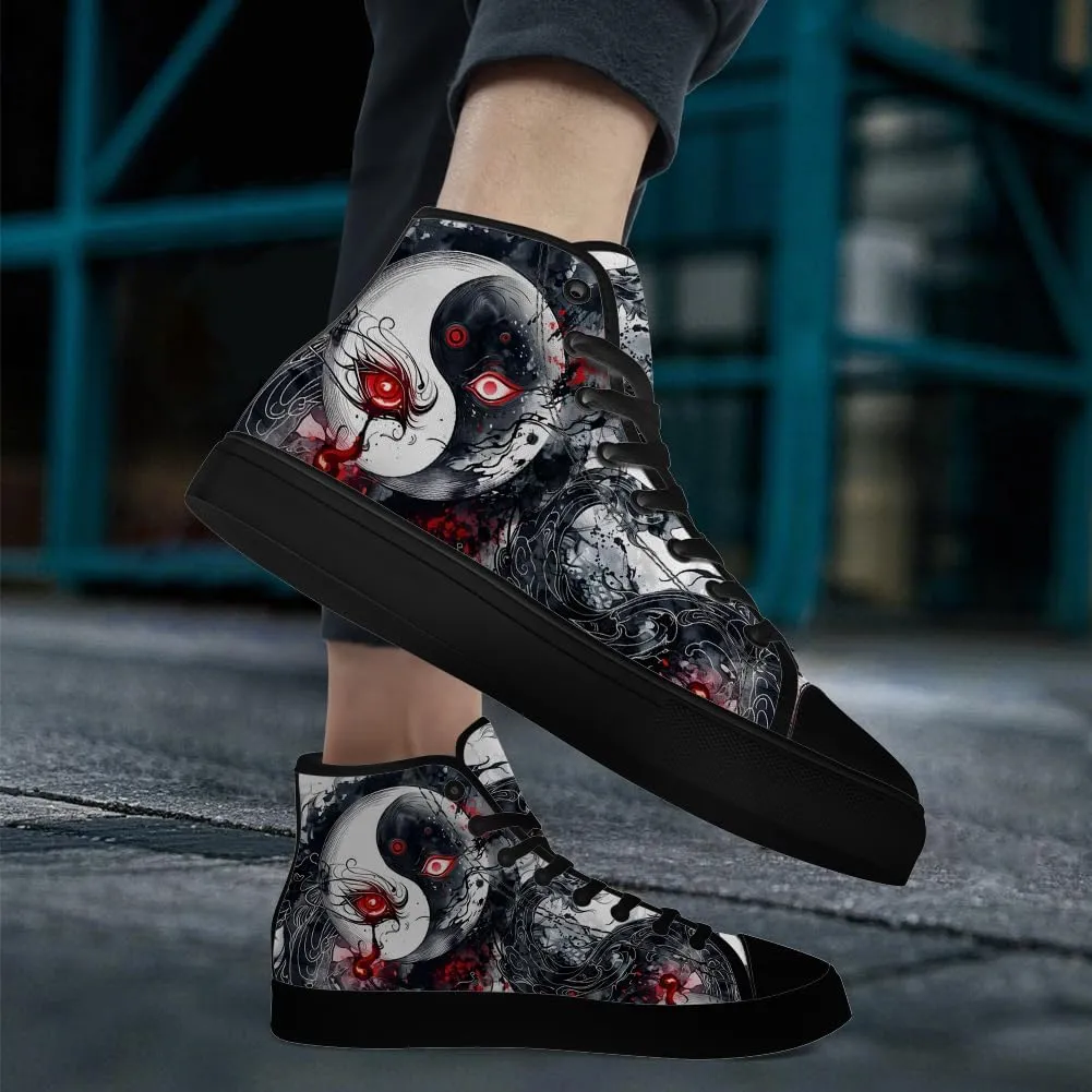 Yin and Yang Shoes High Top Canvas Sneakers Lace Up Casual Walking Shoes Gifts for Men Women
