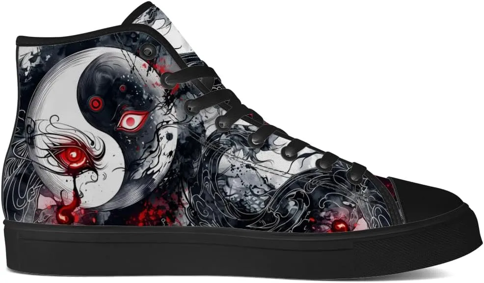 Yin and Yang Shoes High Top Canvas Sneakers Lace Up Casual Walking Shoes Gifts for Men Women