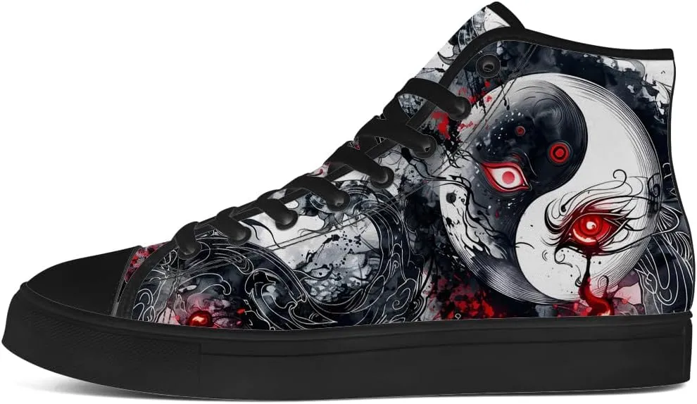 Yin and Yang Shoes High Top Canvas Sneakers Lace Up Casual Walking Shoes Gifts for Men Women