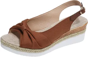 ZSpzx Orthopedic Sandals for Women,Espadrille 2025 Dressy Summer Platform Womens Wedge Sandals Dressy Summer Bow Open Toe Ankle Strap Beach Casual Slip on Slippers Comfortable Walking Outdoor Shoes